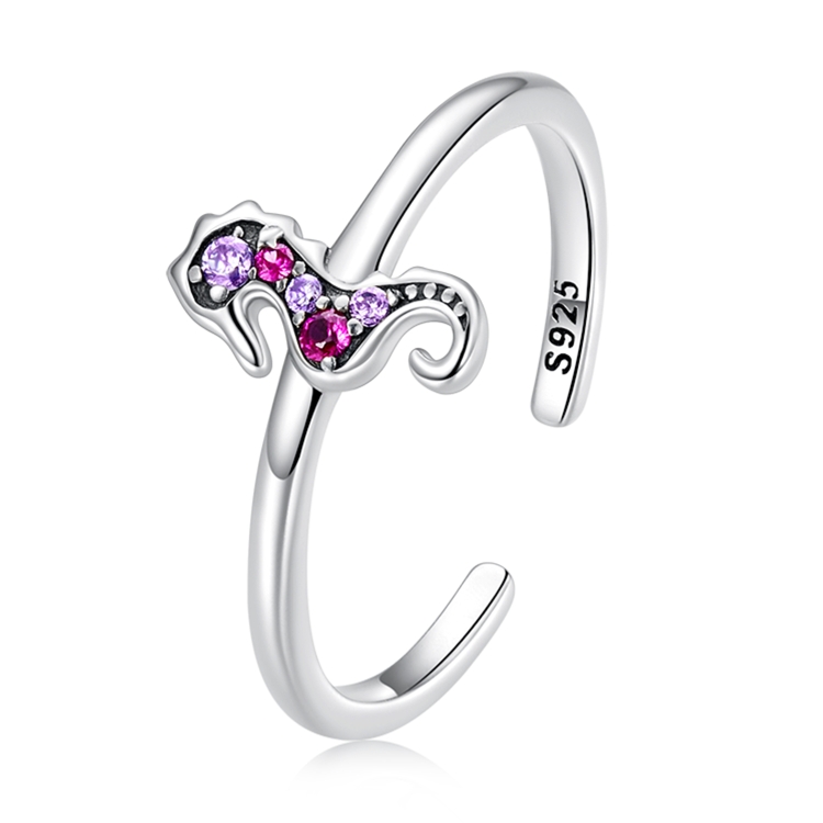 

S925 Sterling Silver Delicate Seahorse Women Open Ring
