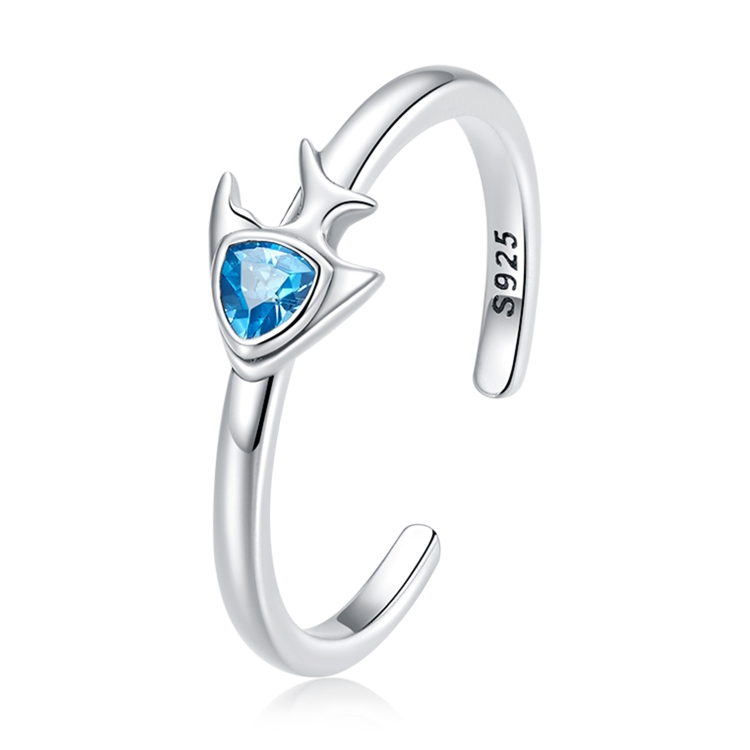 

S925 Sterling Silver Creative Fish Women Open Ring