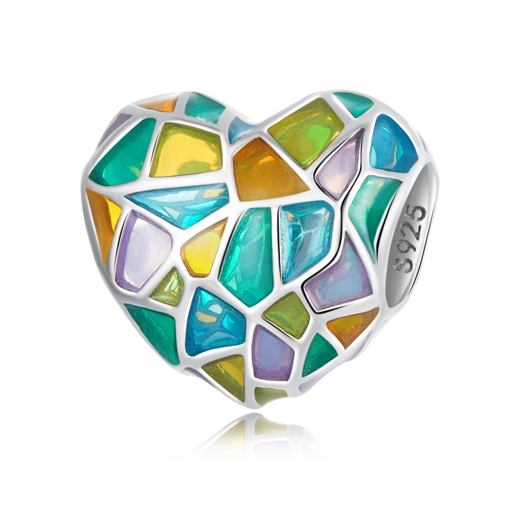 

S925 Sterling Silver Heart Colorful Window Beads DIY Bracelet Necklace Accessories