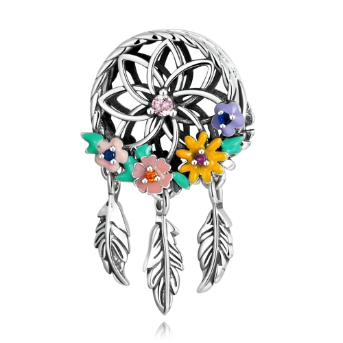 

S925 Sterling Silver Wreath Dream Catcher Beads DIY Bracelet Necklace Accessories