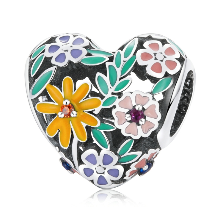 

S925 Sterling Silver Flower Heart Beads DIY Bracelet Necklace Accessories