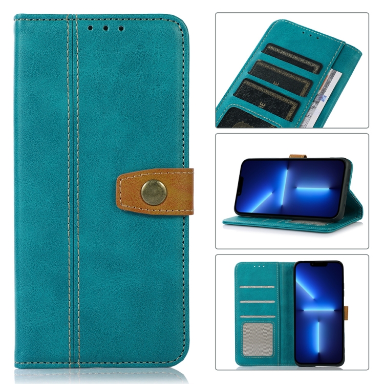 

Stitching Thread Calf Texture Leather Phone Case For iPhone 13 Pro Max(Light Green)