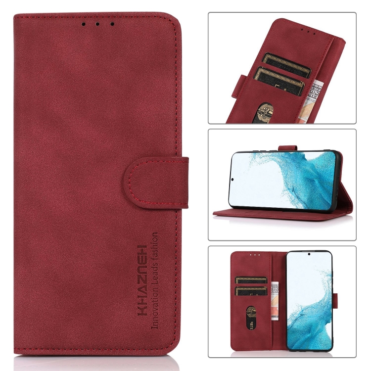 

For Samsung Galaxy S22+ 5G KHAZNEH Matte Texture Leather Phone Case(Red)