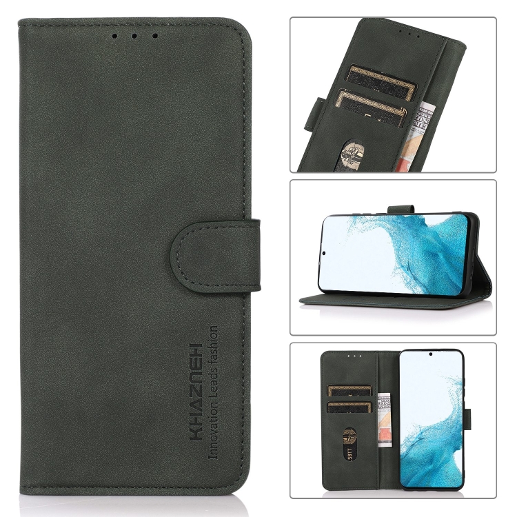 

For Samsung Galaxy S22 5G KHAZNEH Matte Texture Leather Phone Case(Green)