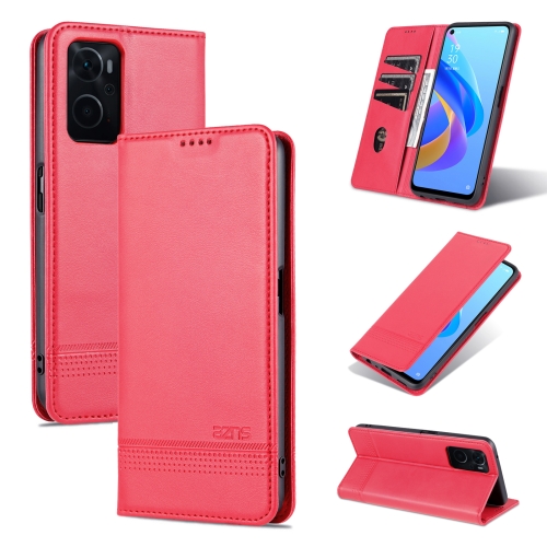 For OPPO K10 / A96 4G / Realme 9i AZNS Magnetic Calf Texture Flip Leather Phone Case(Red)