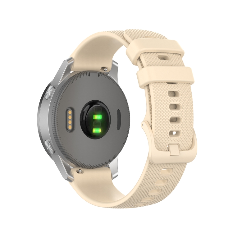 For Garmin Vivoactive 4S Small Plaid Silicone Watch Band(Beige)