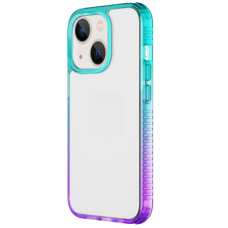 

Colorful Gradient TPU + PC Phone Case For iPhone 13(Green Purple)