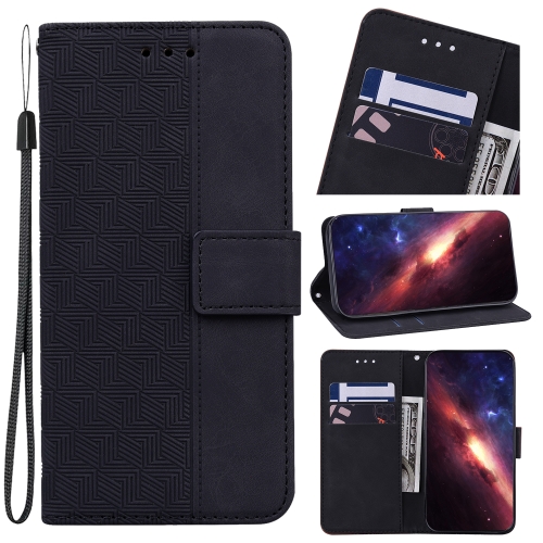

For Samsung Galaxy M53 5G Geometric Embossed Leather Phone Case(Black)
