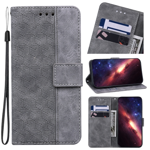 

For Sony Xperia 1 IV Geometric Embossed Leather Phone Case(Grey)