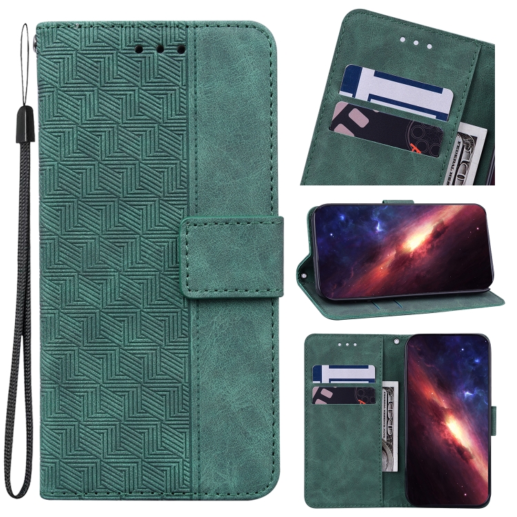 

For Sony Xperia 1 IV Geometric Embossed Leather Phone Case(Green)