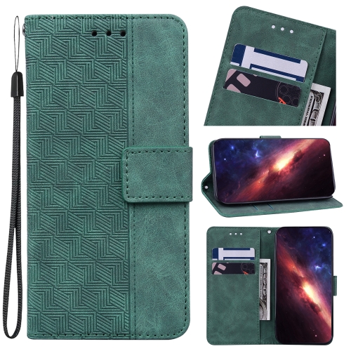 

For Sony Xperia Ace III Geometric Embossed Leather Phone Case(Green)