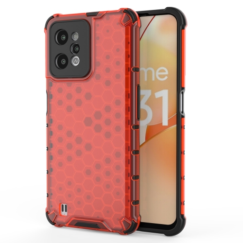 

For OPPO Realme C31 4G Shockproof Honeycomb PC + TPU Protective Case(Red)