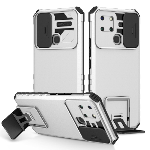 

For Infinix Smart 6 Stereoscopic Holder Sliding Camshield Phone Case(White)