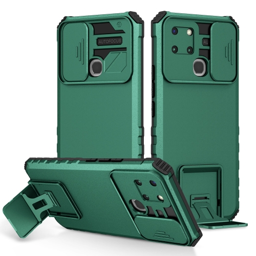 For Infinix Smart 6 Stereoscopic Holder Sliding Camshield Phone Case(Green)
