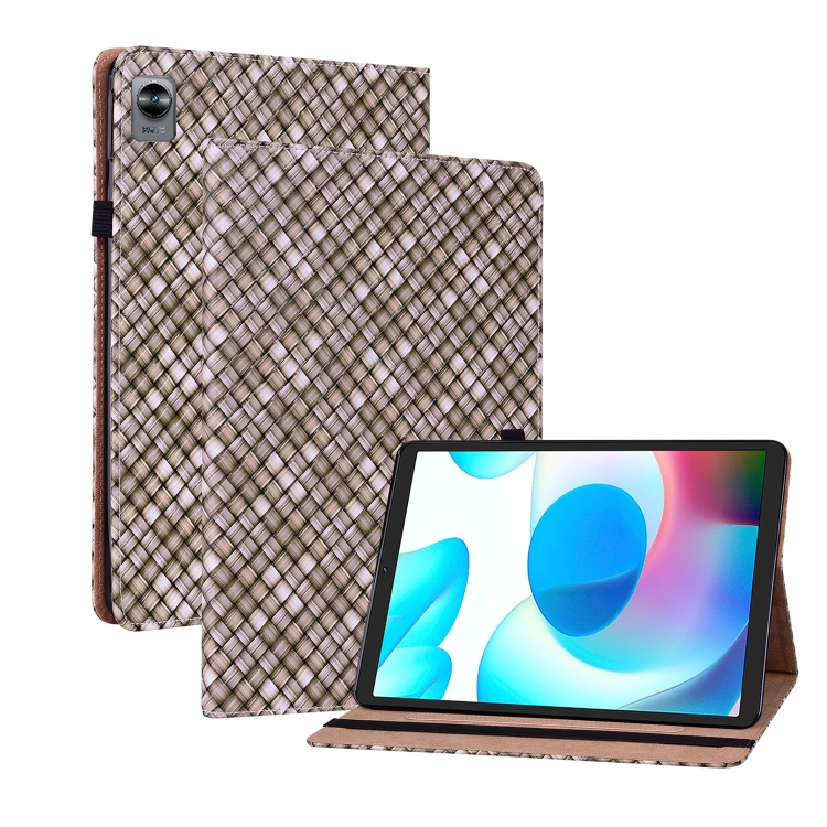 

For OPPO Realme Pad mini 8.7 inch Color Weave Texture Flip Leather Tablet Case(Brown)