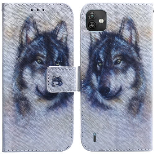 For Wiko Y82 Coloured Drawing Leather Phone Case(White Wolf)