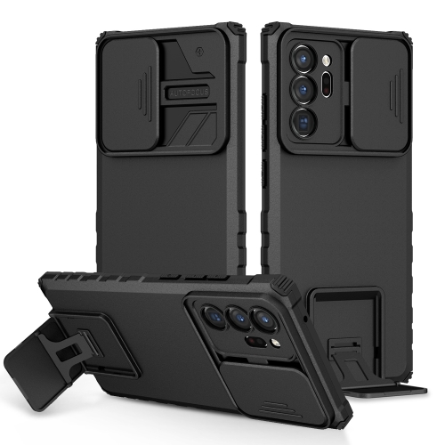 

For Samsung Galaxy Note20 Ultra Stereoscopic Holder Sliding Camshield Phone Case(Black)