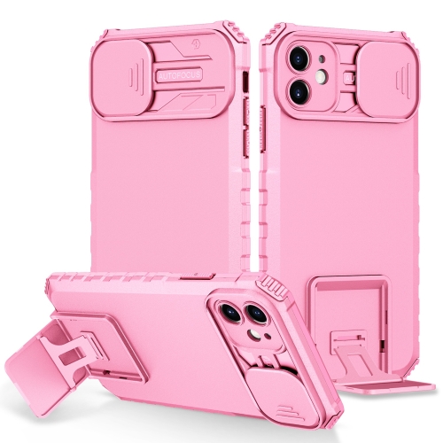 

Stereoscopic Holder Sliding Camshield Phone Case For iPhone 11(Pink)