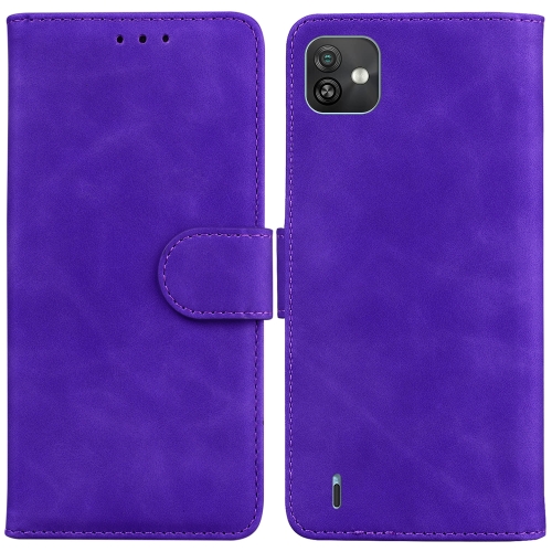 For Wiko Y82 Skin Feel Pure Color Flip Leather Phone Case(Purple)