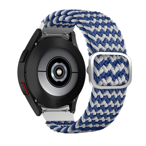 

For Samsung Galaxy Watch4 40mm / 44mm Adjustable Woven Watch Band(Wave Pattern Blue White)