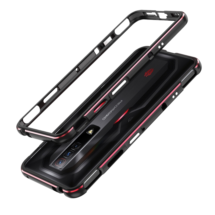 

For ZTE nubia Red Magic 7 Aurora Series Lens Protector + Metal Frame Phone Case(Black Red)