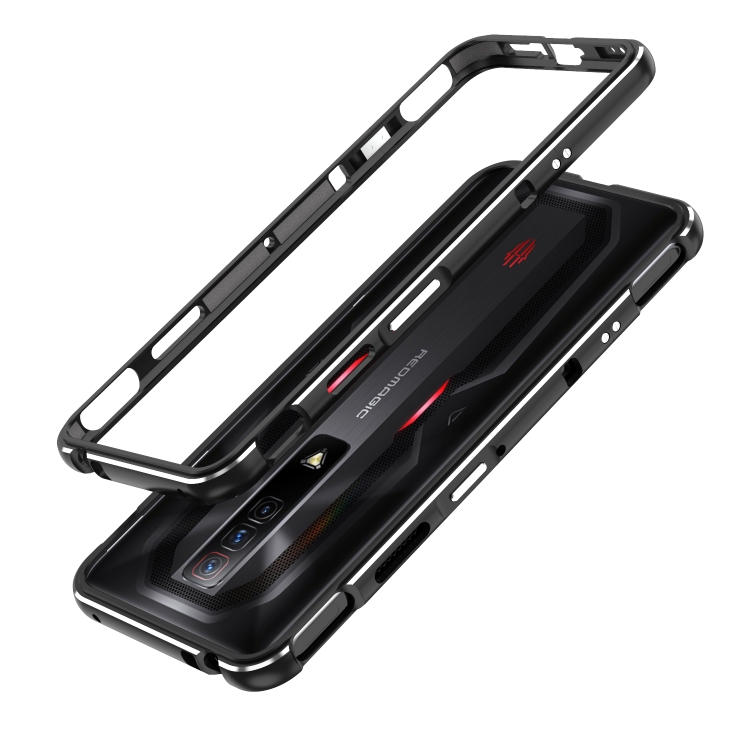 

For ZTE nubia Red Magic 7 Aurora Series Lens Protector + Metal Frame Phone Case(Black Silver)