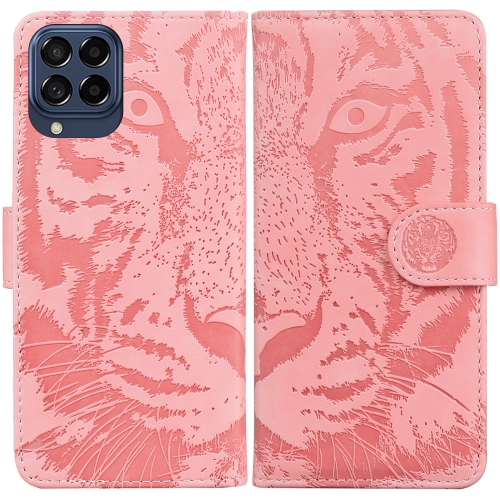 For Samsung Galaxy M33 5G 165.4mm Tiger Embossed Leather Phone Case(Pink)