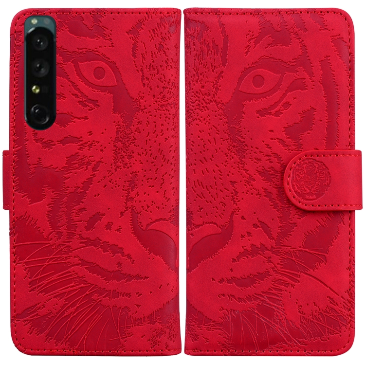 

For Sony Xperia 1 IV Tiger Embossed Leather Phone Case(Red)