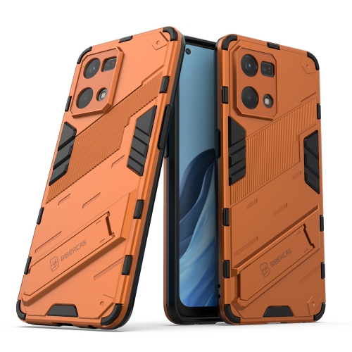 

For OPPO Reno7 4G Punk Armor 2 in 1 PC + TPU Shockproof Phone Case with Invisible Holder(Orange)