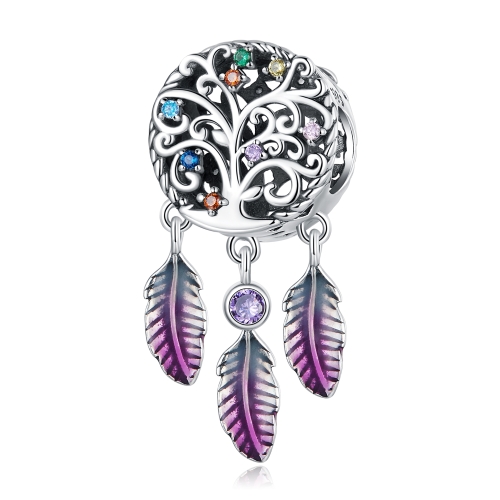 

S925 Sterling Silver Tree Of Life Dream Catcher Beads DIY Bracelet Necklace Accessories