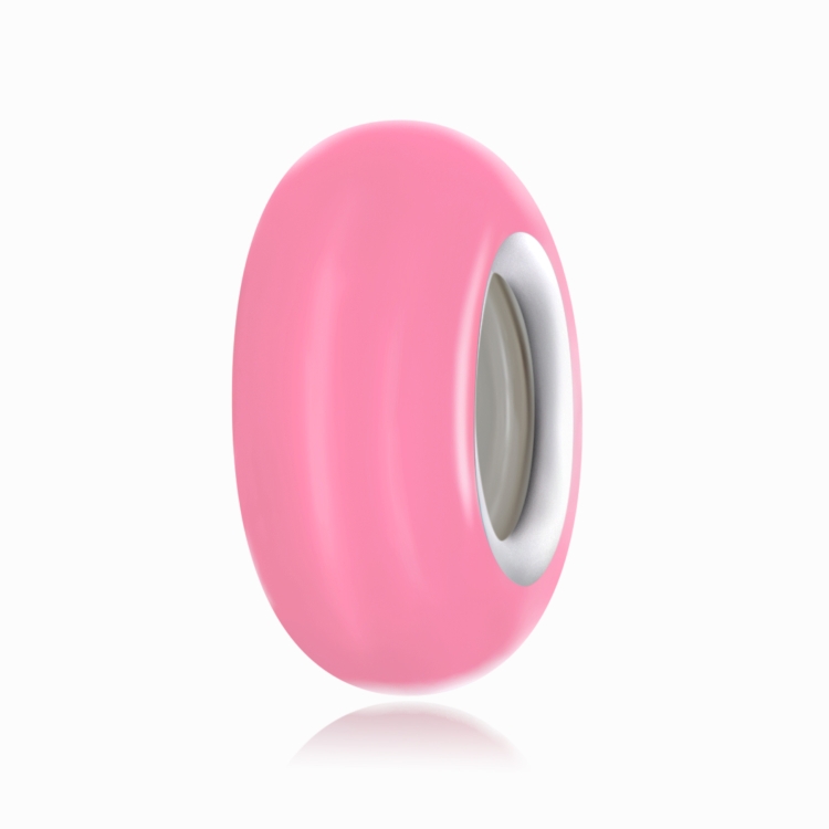 

S925 Sterling Silver Color Silver Silicone Beads DIY Bracelet Necklace Accessories(Pink)