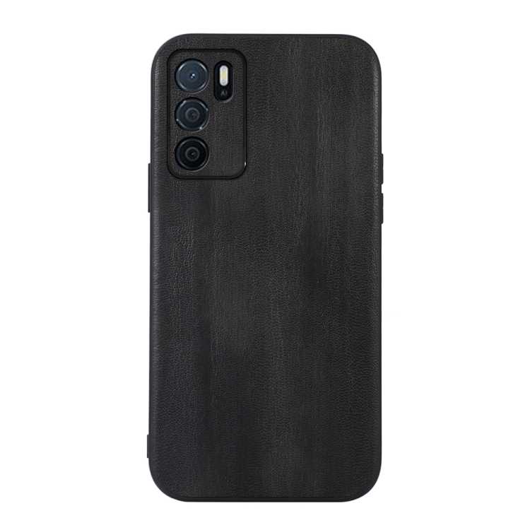 

For OPPO A16 Yellow Cow Texture PU Phone Case(Black)