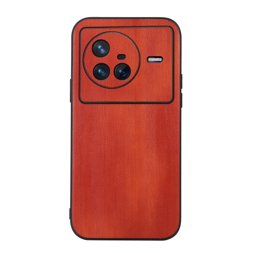 

For Vivo X80 Yellow Cow Texture PU Phone Case(Brown)