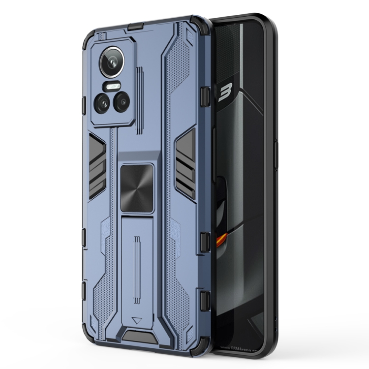 

For OPPO Realme GT Neo3 5G China Supersonic PC + TPU Shock-proof Protective Phone Case with Holder(Blue)