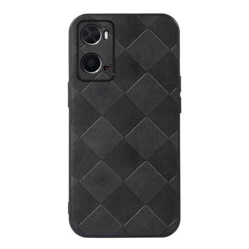 

For OPPO A76 Weave Plaid PU Phone Case(Black)