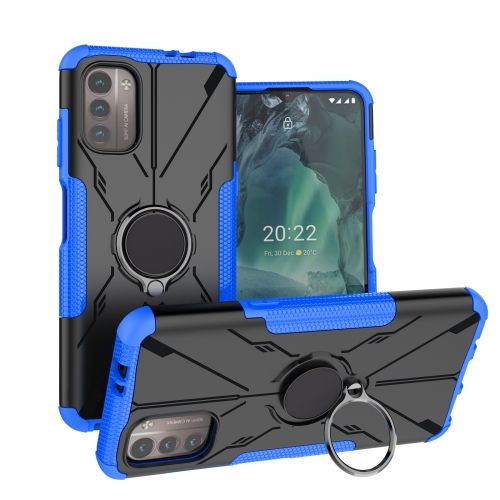 

For Nokia G21 Armor Bear Shockproof PC + TPU Phone Case with Ring(Blue)