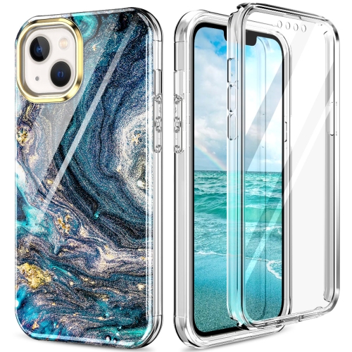 

For iPhone 13 mini 360 Full Body Painted Phone Case (Marble L09)