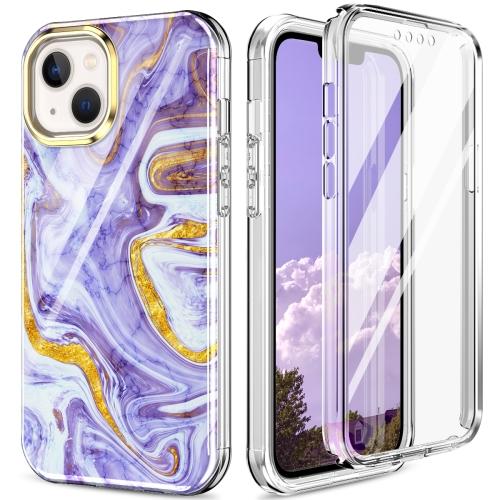 

For iPhone 13 mini 360 Full Body Painted Phone Case (Marble L14)