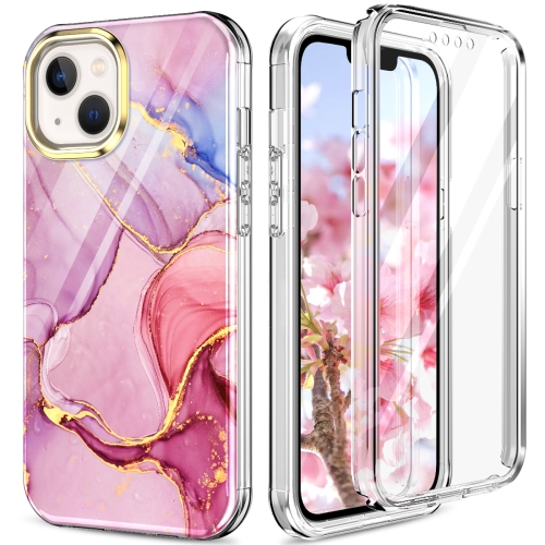 

For iPhone 13 360 Full Body Painted Phone Case(Marble L13)