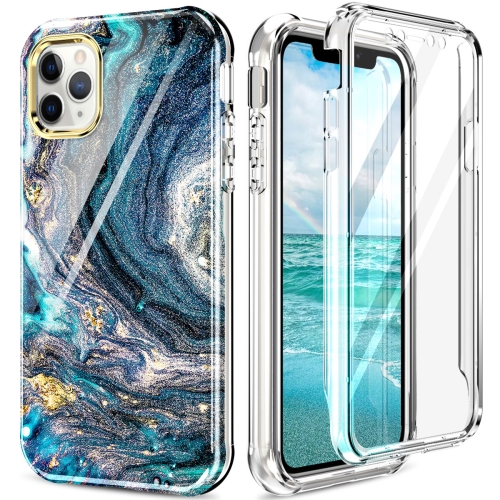 

For iPhone 11 Pro 360 Full Body Painted Phone Case (Marble L09)