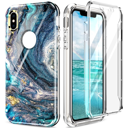 

360 Full Body Painted Phone Case For iPhone X / XS(Marble L09)