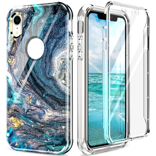 

For iPhone XR 360 Full Body Painted Phone Case(Marble L09)