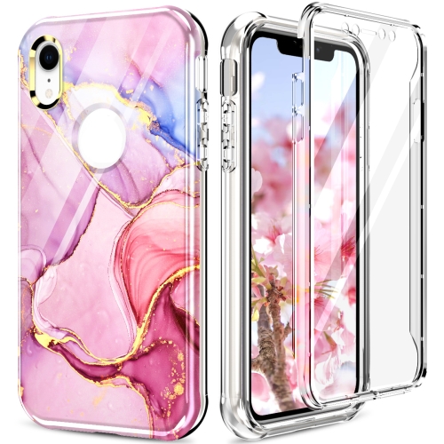 

360 Full Body Painted Phone Case For iPhone XR(Marble L13)