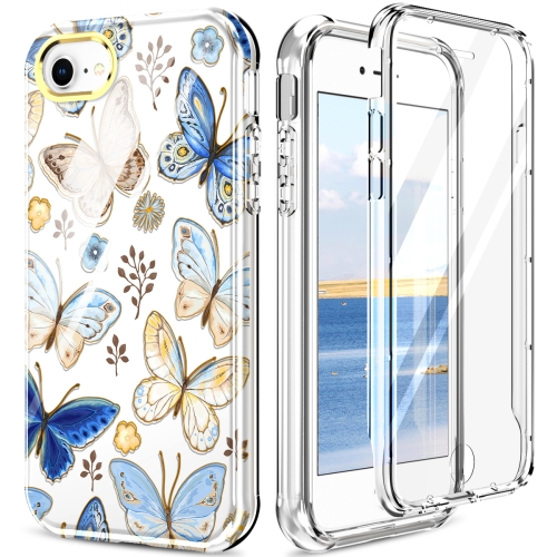 

360 Full Body Painted Phone Case For iPhone SE 2022 / SE 2020 / 8 / 7(Butterflies L10)