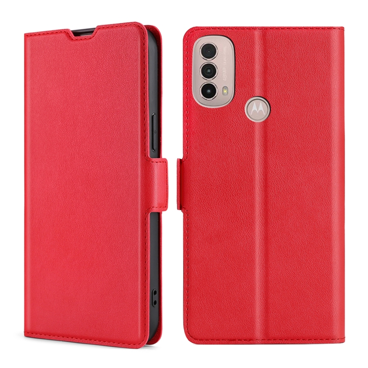

For Motorola Moto E40 Ultra-thin Voltage Side Buckle Leather Phone Case(Red)
