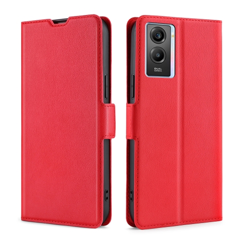 

For vivo Y55S 5G Ultra-thin Voltage Side Buckle Leather Phone Case(Red)