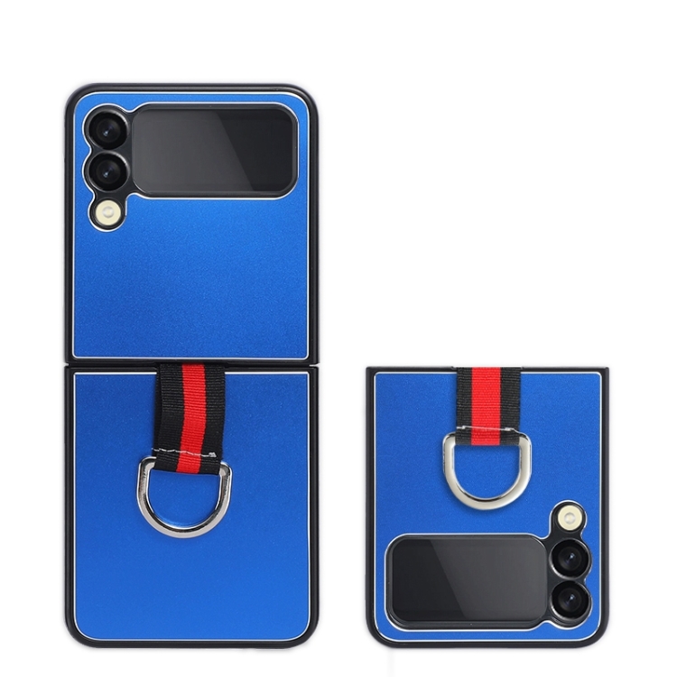 

For Samsung Galaxy Z Flip4 Aluminum Alloy Folding Phone Case with Ring Holder (Blue)