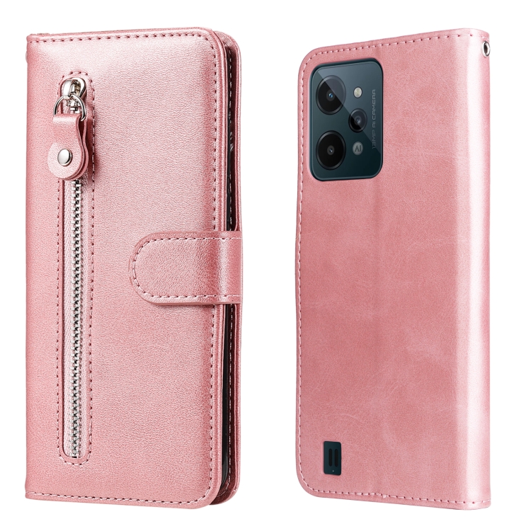 

For OPPO Realme C31 Fashion Calf Texture Zipper Horizontal Flip Leather Case(Rose Gold)