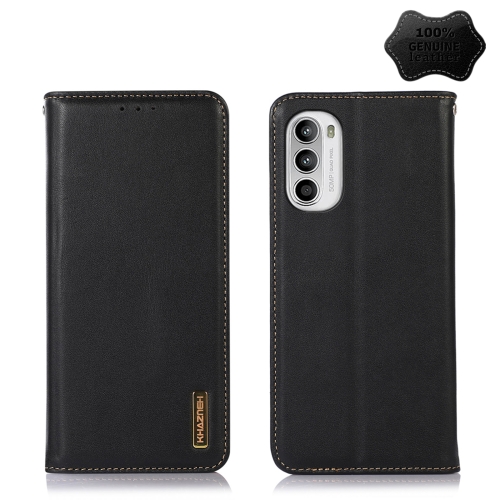 

For Motorola Moto G52 4G KHAZNEH Nappa Top Layer Cowhide Leather Phone Case(Black)