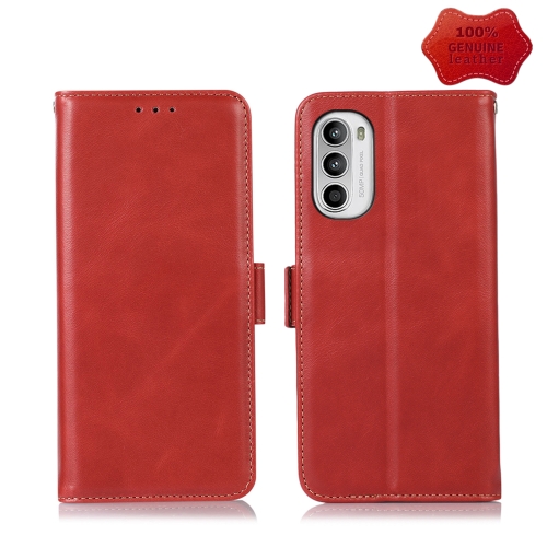 

For Motorola Moto G52 4G Crazy Horse Top Layer Cowhide Leather Phone Case(Red)